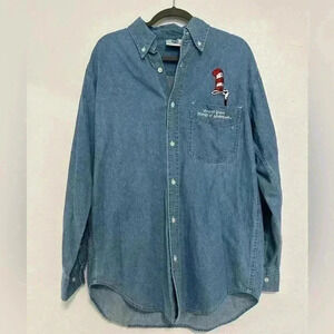 125. Vintage Disney Store Mickey Denim Button Down Shirt sz M